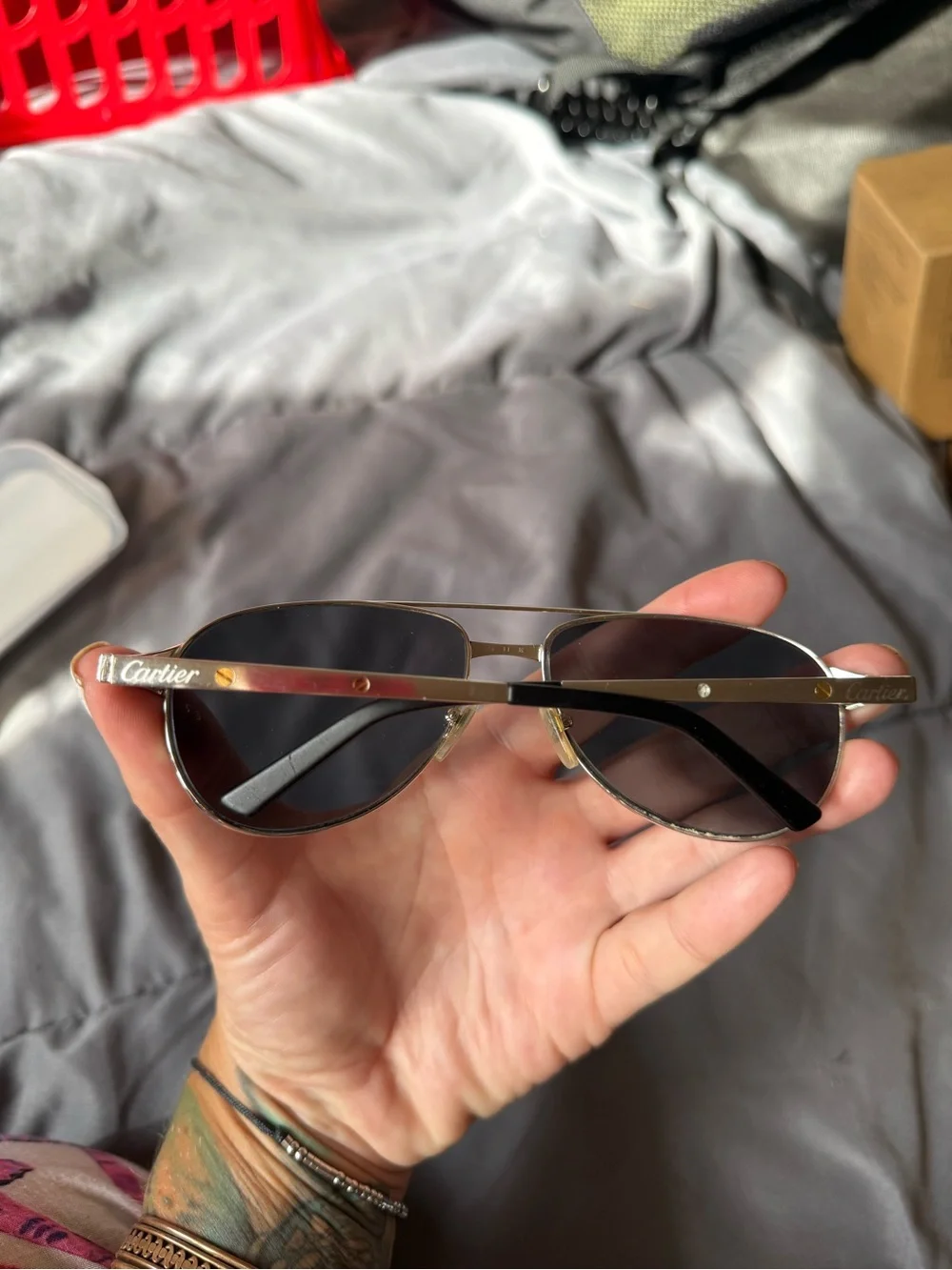 Cartier Santos-Dumont Aviators ✨ Luxury Silver & Gold Designer Sunglasse
